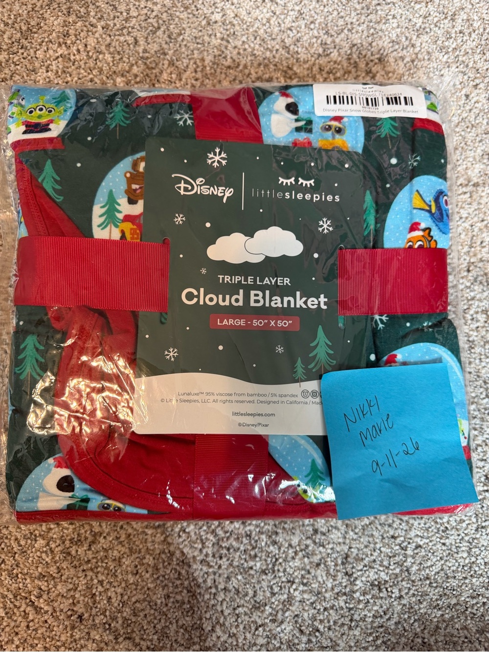 Disney Little Sleepies Pixar Snow Globes Cloud Blanket